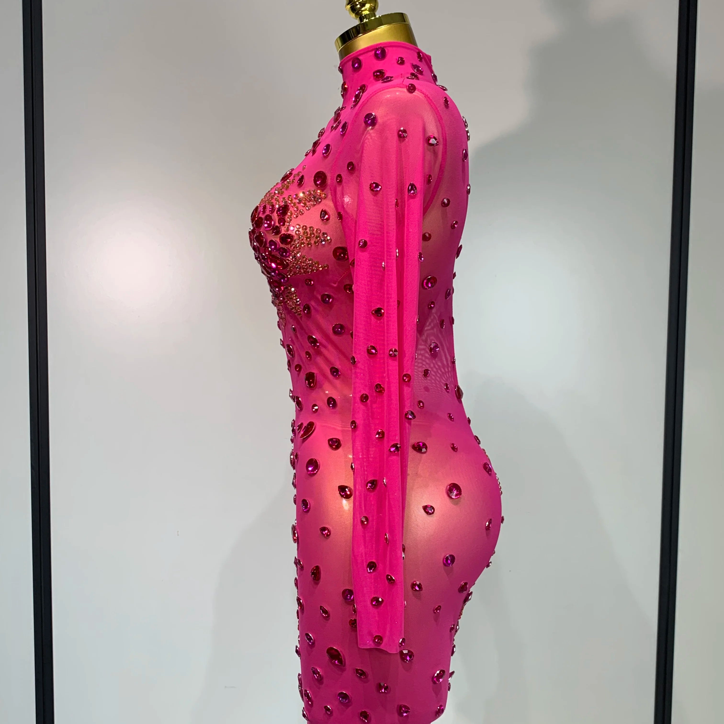 Sparkly Rhinestone Sexy Bodycon Dress 2025 New Fashion Nightclub Stage Outfit Luxury Birthday Party Dresses