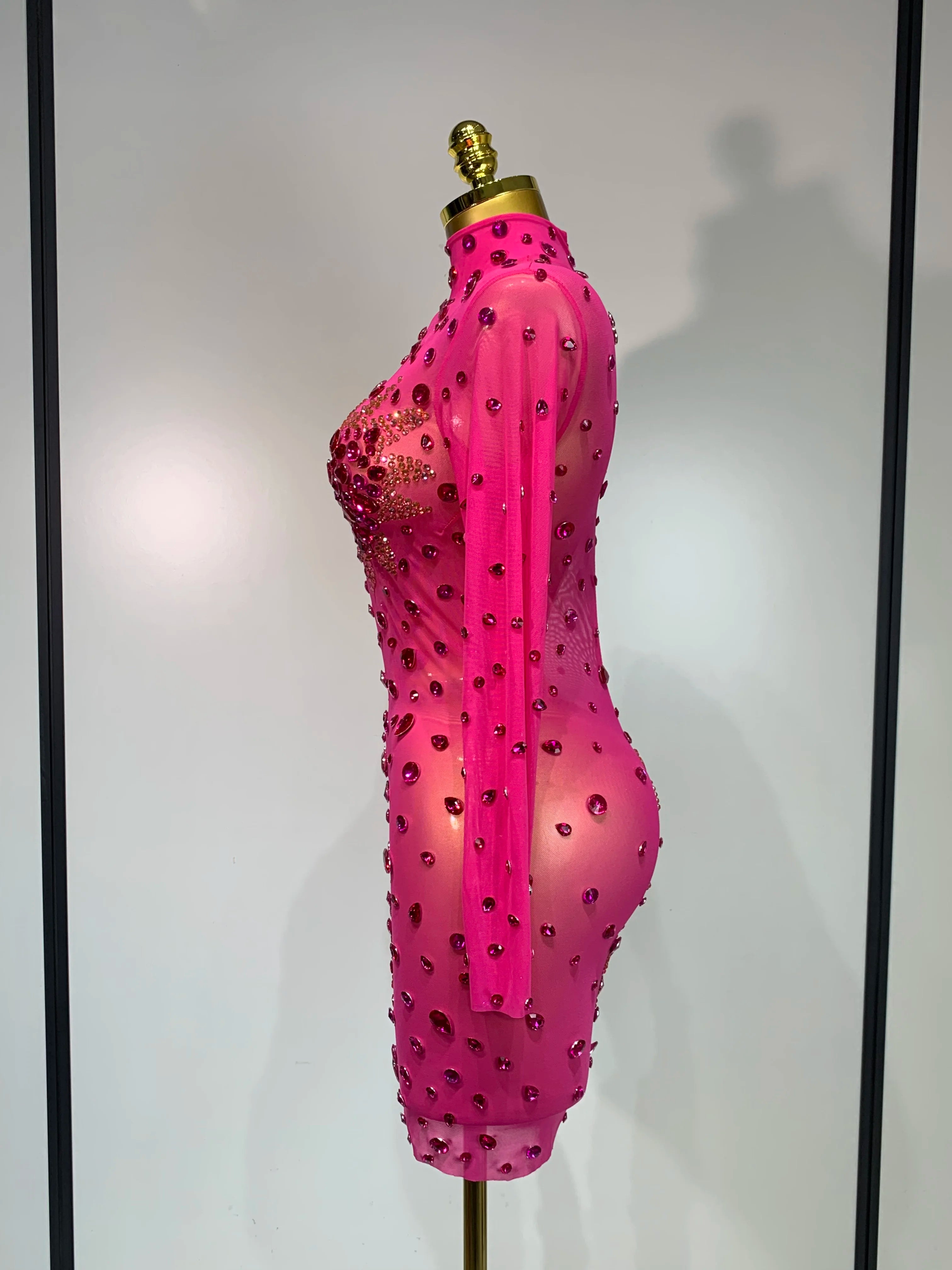 Sparkly Rhinestone Sexy Bodycon Dress 2025 New Fashion Nightclub Stage Outfit Luxury Birthday Party Dresses