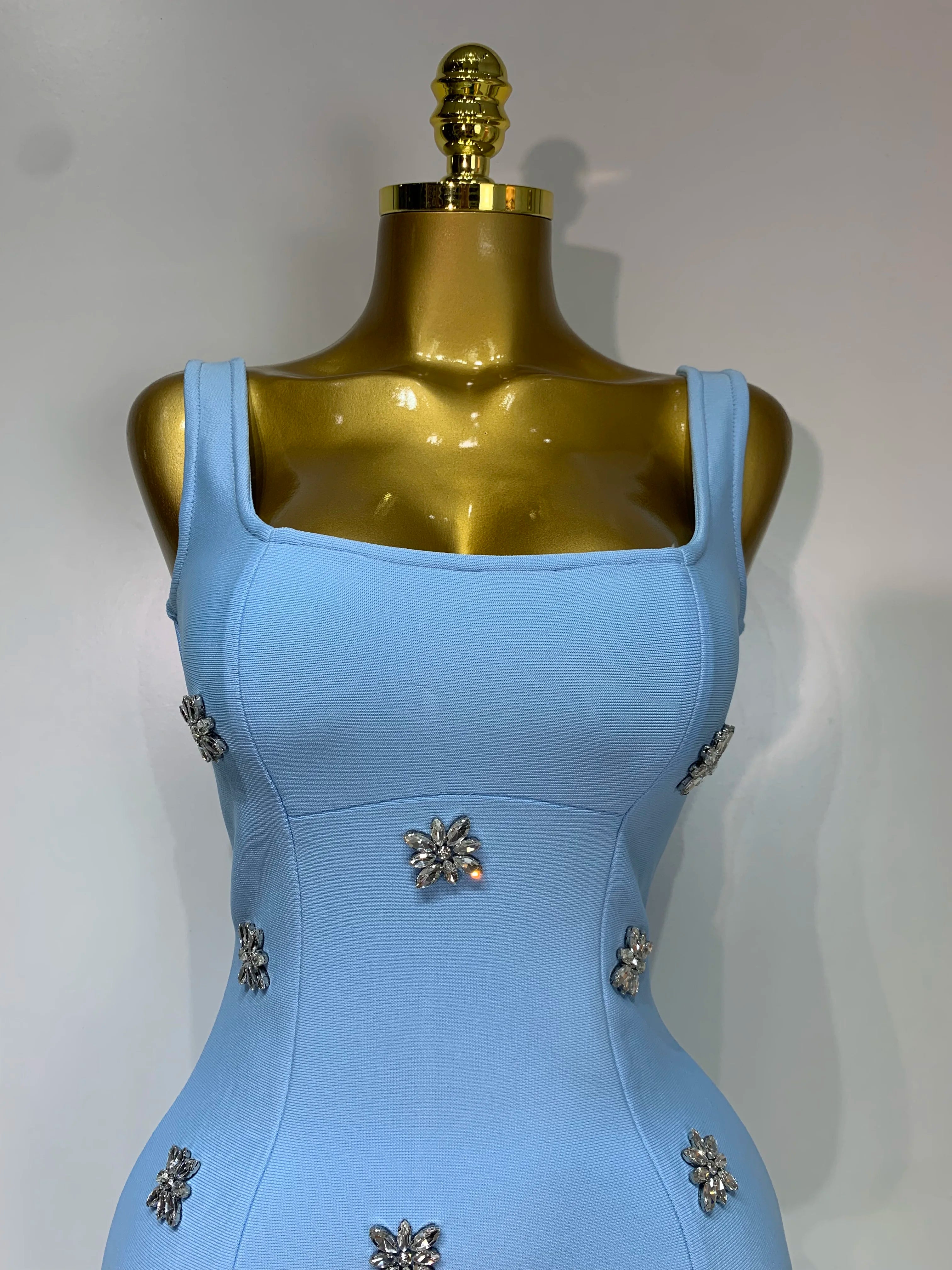 Women Sexy Square Collar Sparkly Rhinestone Bodycon Mini Bandage Dress Celebrate Evening Party Elegant Luxury Birthday Dress