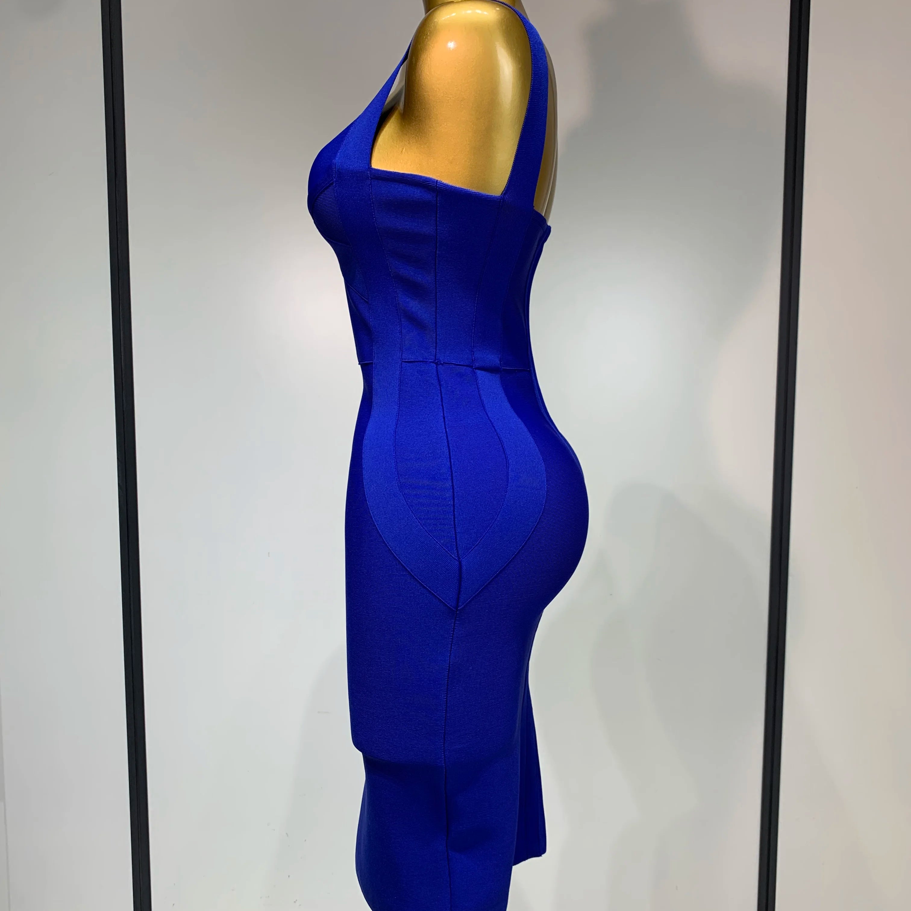 Women Sexy Celebrity Elegant Blue Bodycon Stretch Bandage Dress Nightclub Party Dress Luxury Birthday Vestidos