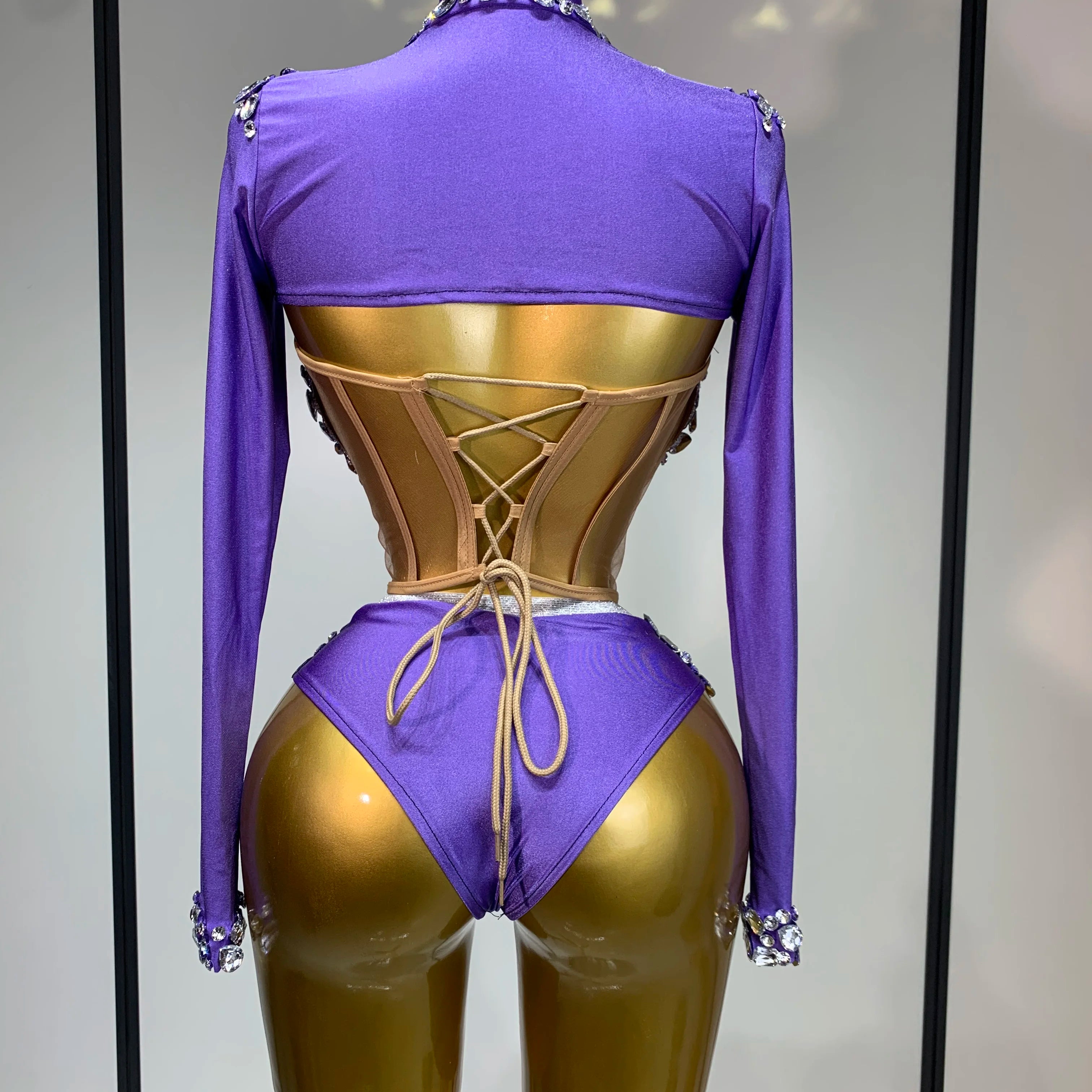 Sparkly Diamonds Three Pieces Set Stage Performance Women Designer Nightclub Birthday Party Singer Stage Activity Outfit