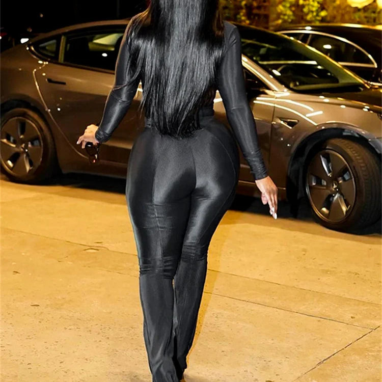 Simenual High Street Black Outfits Women Rave Slim Co-ord Suits Long Sleeve Pullovers Tees High Waist Zip Pants 90s 2 Piece Sets