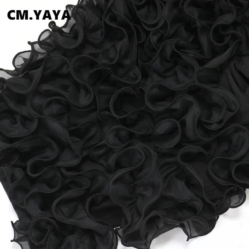 Women Ruffles One Sleeve Skew Collar Tunic Blouse and Shirt Tops 2024 Summer Streetwear Night Club Party Beach Tops