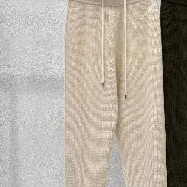 Winter 2024 Cashmere Casual Style Knitted Set of Clothes Beige Pants