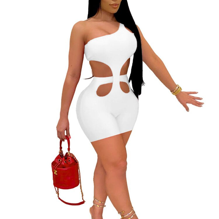 Znaiml 2024 One Shoulder Piece Rompers Playsuit Outfits Overalls for Women Clothing Summer Short Jumpsuit Monos Sexy Mujer White