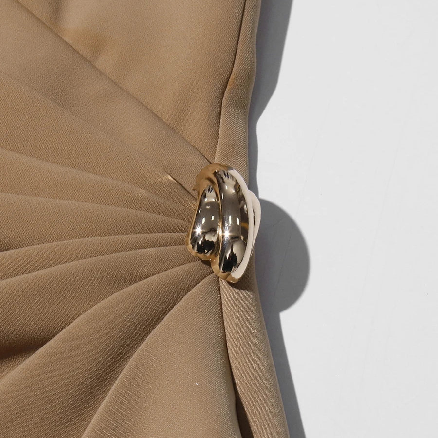 Solid Slimming Spliced Folds Irregular Dresses for Women V Neck Long Sleeves Temperament Dress Female Fashion New