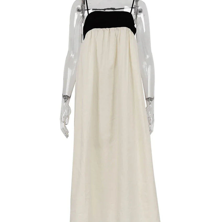 Clacive Sexy Loose Beige Cotton Women'S Dress Summer Strap Sleeveless Ankle Length Dresses Elegnat Classic Female Dress