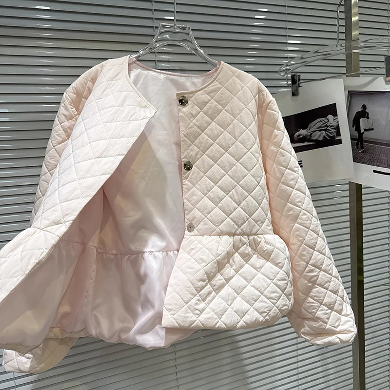 Winter New Temperament Knitted Hooded Scarf Cotton Padded Jacket Elastic Waist Short Skirt Set For Women 11A07798