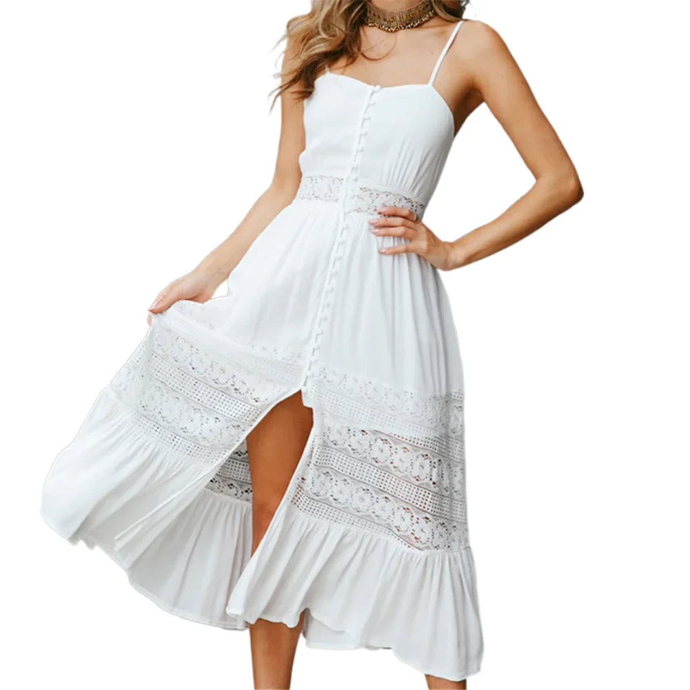 Summer White Dress For Woman 2023 Trendy Casual Beachwear Cover-ups Outfits New Boho Hippie Chic Long Maxi Dresses Elegant Party as shown picture 4
