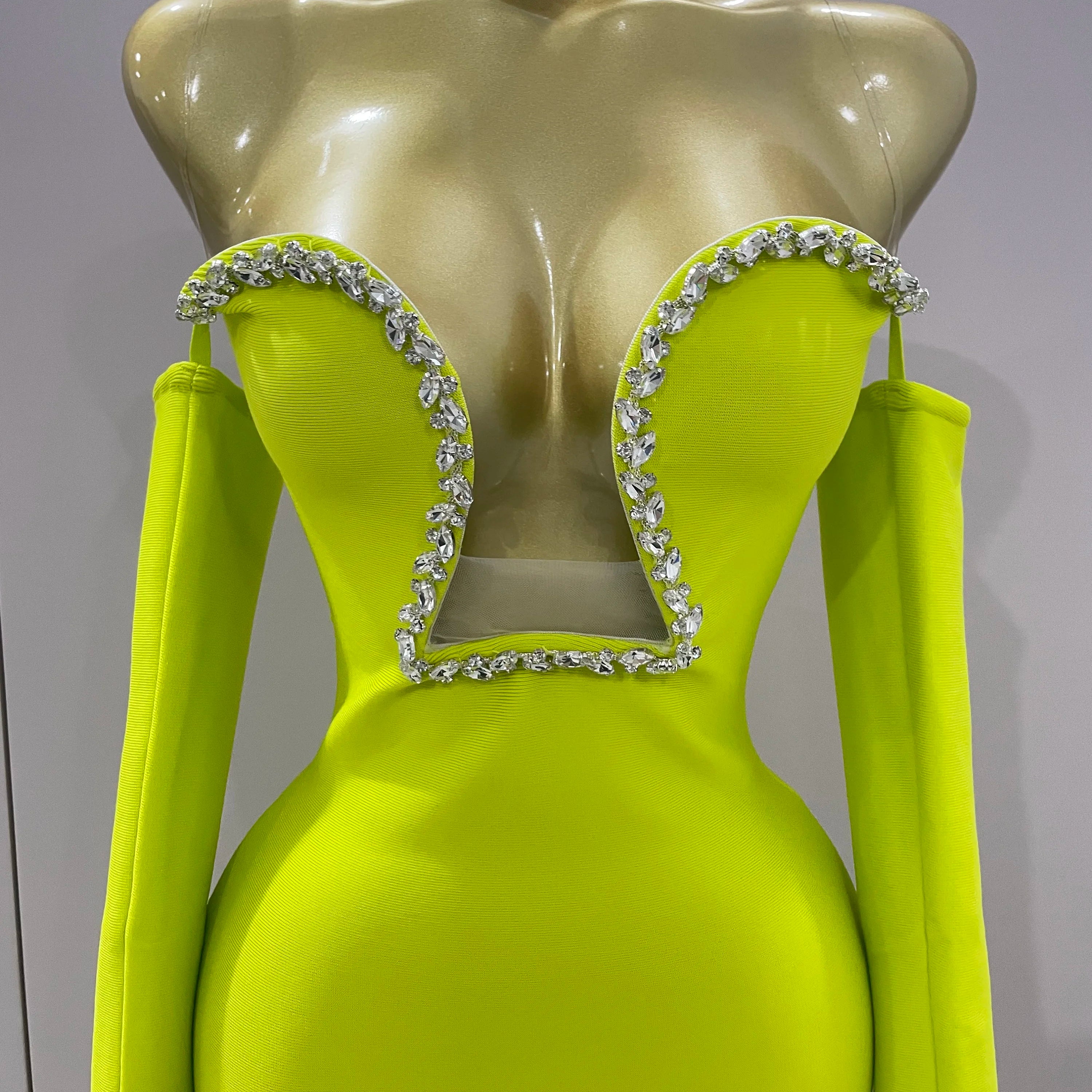 Sexy Off Shoulder Luxury Diamonds Long Bodycon Bandage Dress 2025Women Celebrity Elegant Prom Gown Birthday Club Cocktail Dress