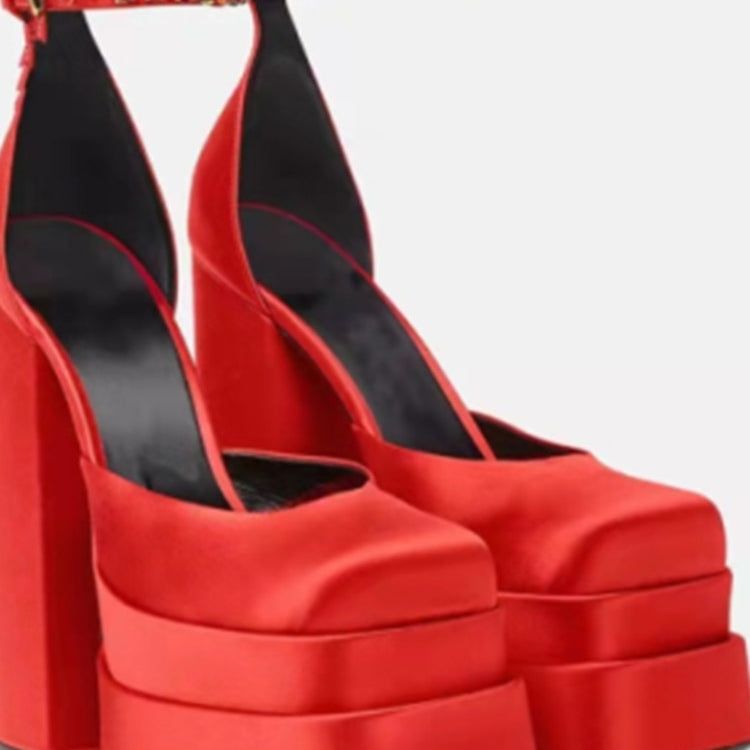 Spring and Summer New Women's High Heels Patent Leather Wedding Shoes Luxury Sexy Paris Fashion Banquet red satin