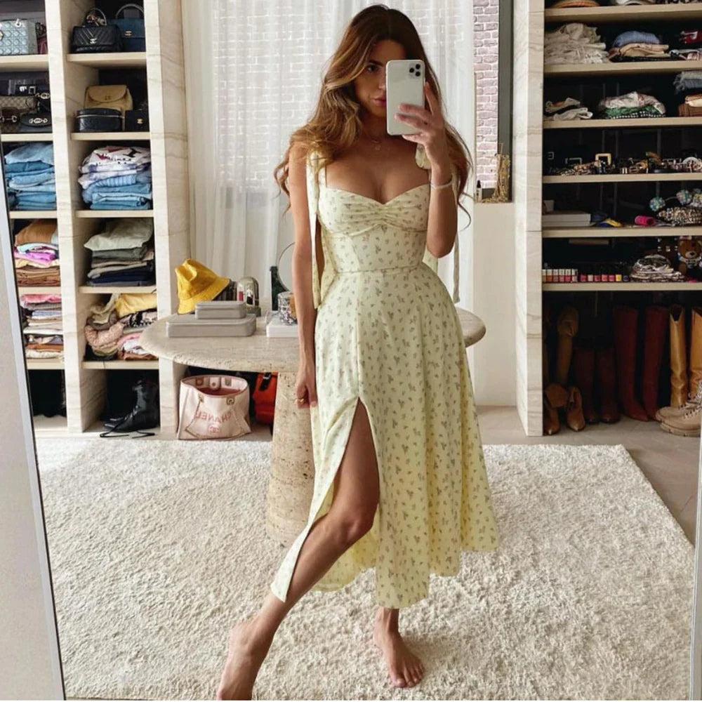 Summer Floral Long Dress Women Fashion Sleeveless Off Shoulder White Slim Slip Maxi Dresses Elegant Sundress Vestido Casual