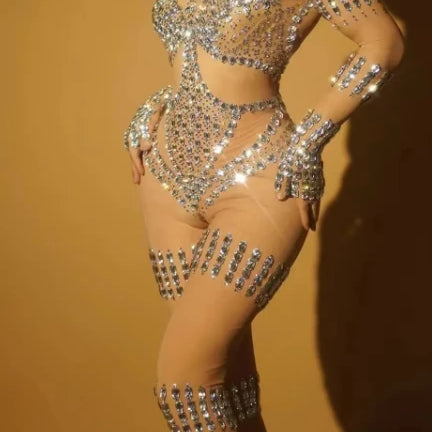 Top Custom Women's Crystal Diamond Night Club Party Romper