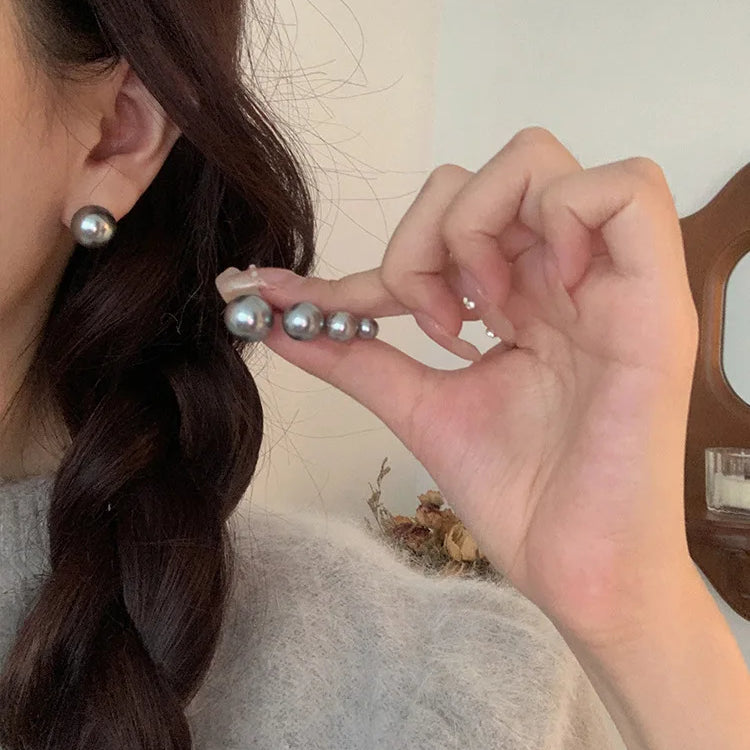 ALA Rising|L Gray Pearl Elegant Women Earing Unique Design Women Fashion Accessaries Office Lady Earing