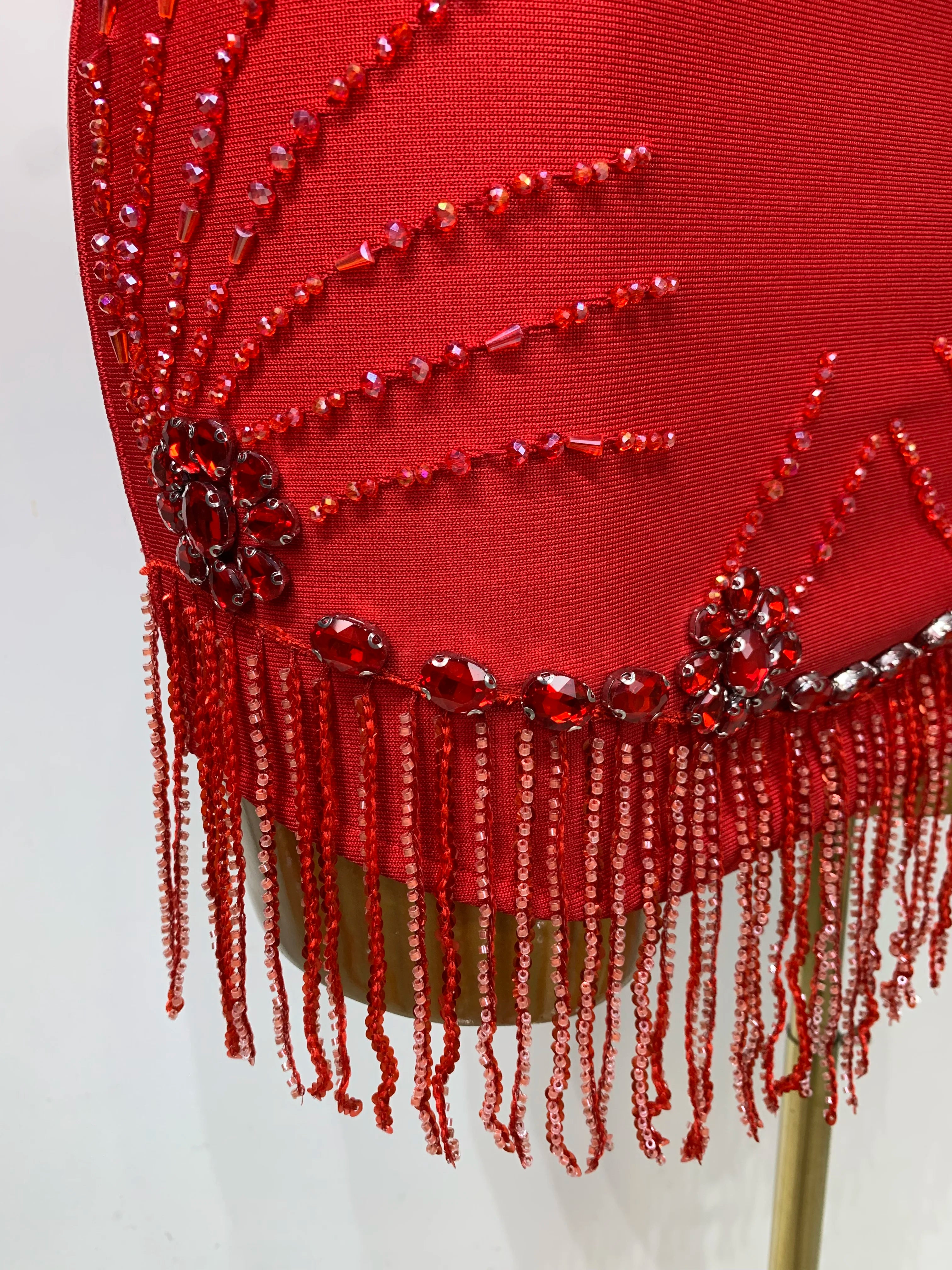 Women Sexy Sleeveless Bandage Dresses Fashion Beading Tassel Clothes Club Evening Party Birthday Elegant Bodycon Dresses