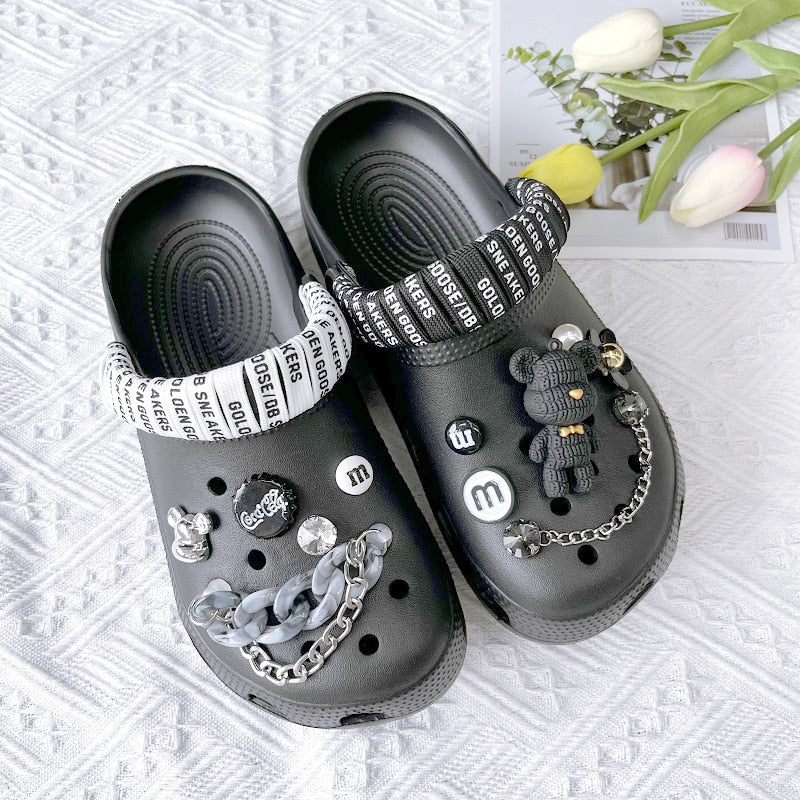 Women Slippers 3cm Platform Fashion Sandals Girls Outdoor Clogs Beach Slides Soft Slippers 01 black