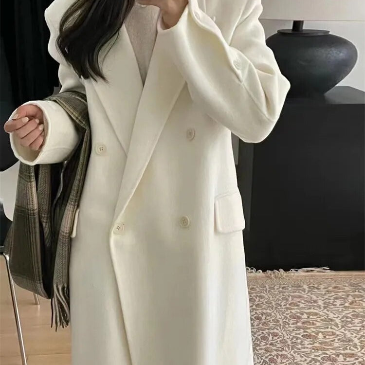 Winter Coats for Women 2024 Woolen Coat Long Single Breasted Womens Clothing Coats and Jackets Autumn Patchwork