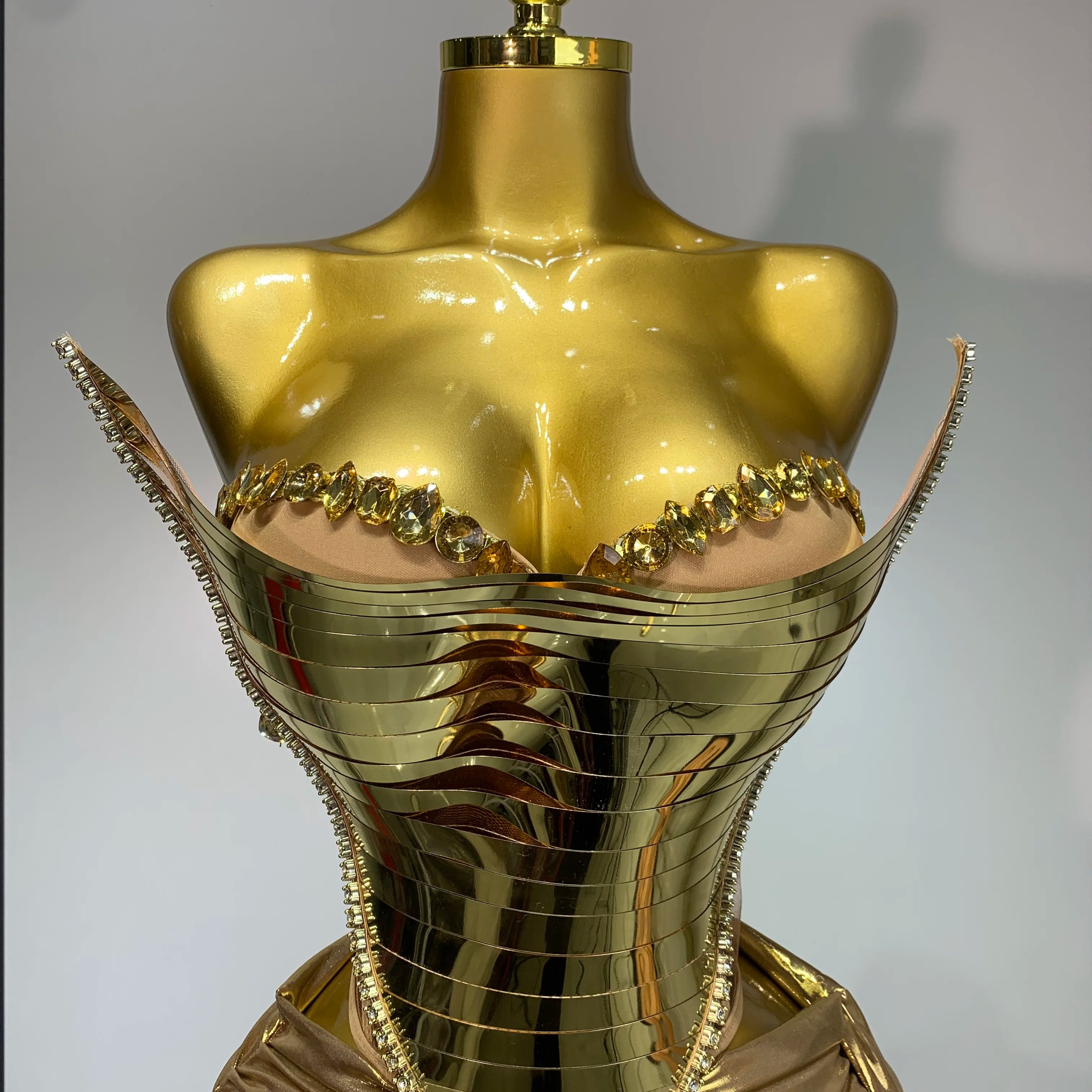 2025 Sparkly Gold Sequin Sexy Top Two Pieces Set Women Celebrate Party Birthday NightClub Performance Dancer Show Stage Outfit