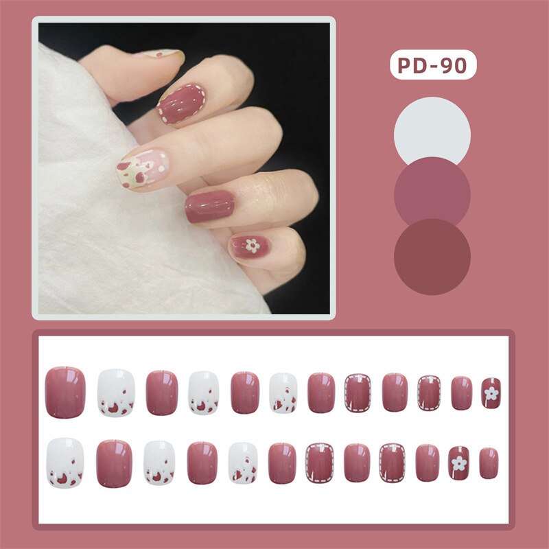 24pcs Lemon Short Wear Tips Nail False Patch Press on Nails Supplies for Professionals Artifical Fake Nails Faux Ongles Uñas PD-90-Fake Nails Art