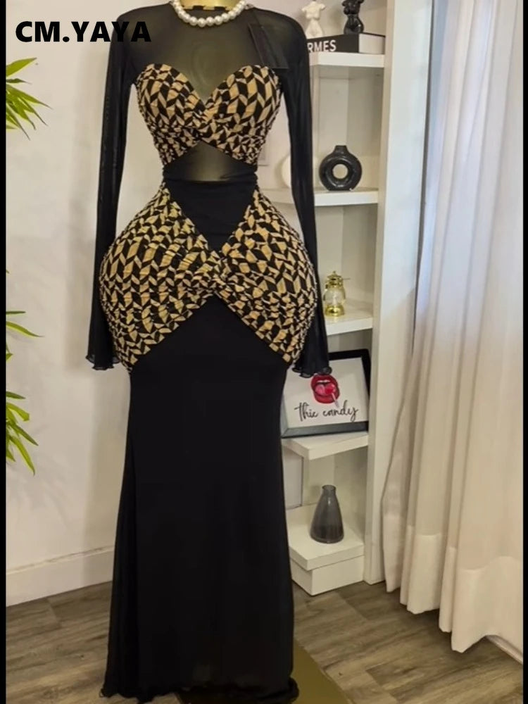 Women Houndstooth Printed Long Sleeve Draped Ruched Bodycon Midi Mini Dress 2025 Vacation Sexy Party Evening Dresses