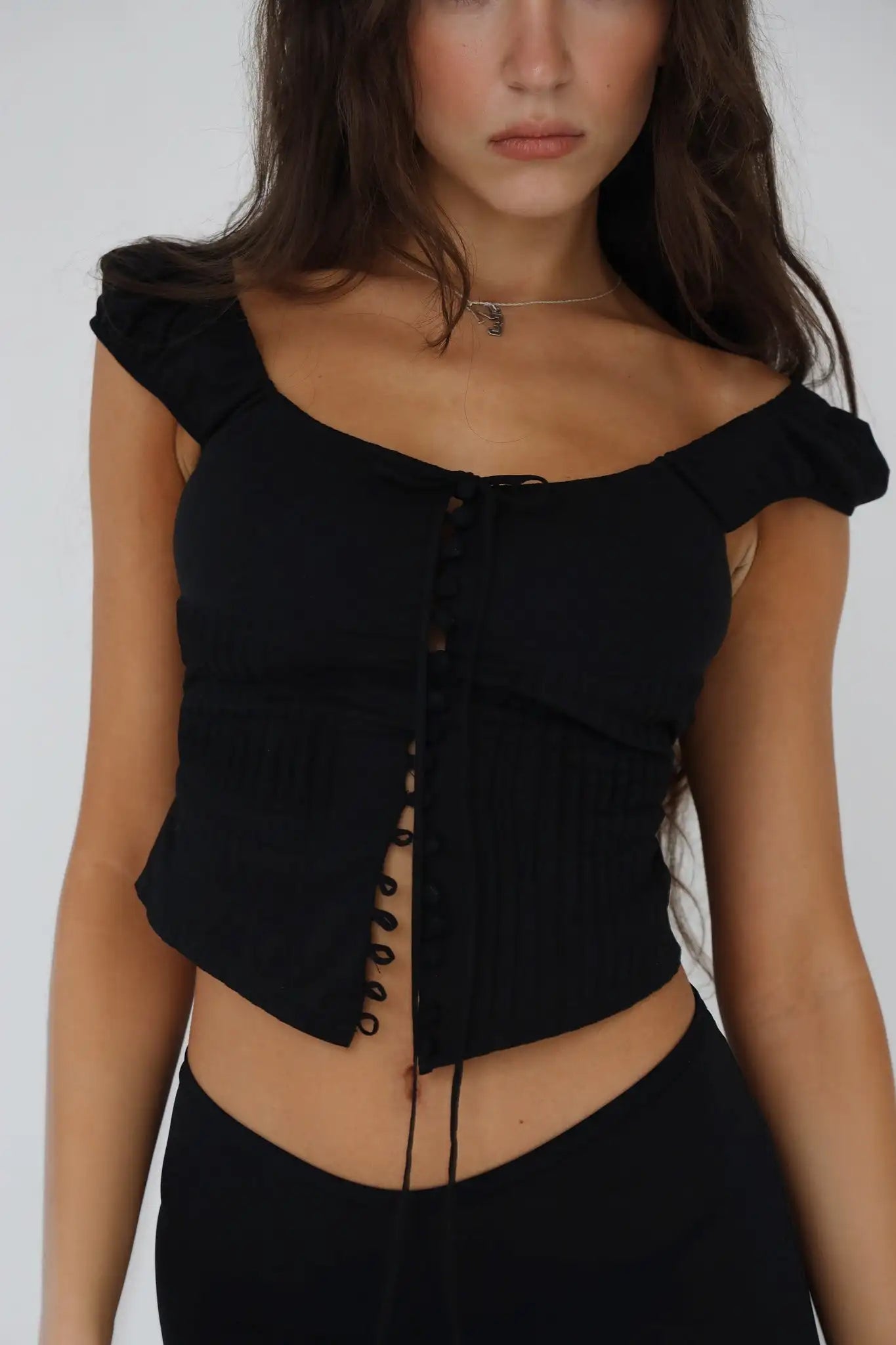 y2k Lace Up Crop Tops Vintage Fairy Grunge Short Sleeve T Shirt Retro Fashion Square Collar Clothes Kawaii Solid Tee Streetwear A