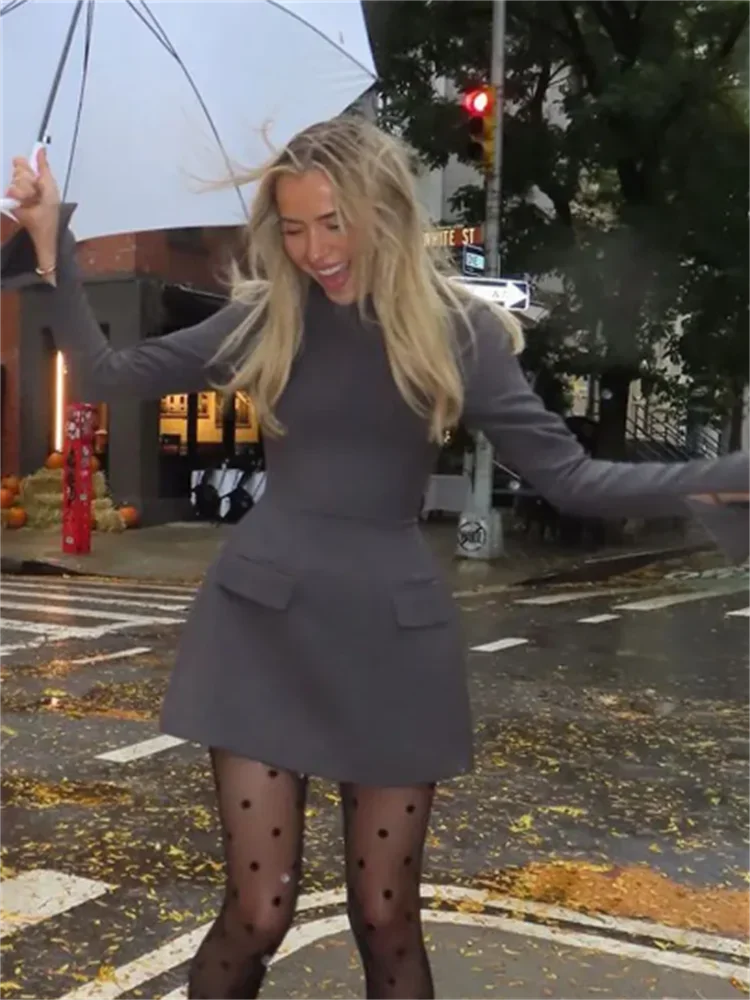 Elegant Long Sleeve Half Turtleneck Dress Women Sexy Autumn Spring Hip Package Skirts for Female Newest Slim Party Dresses