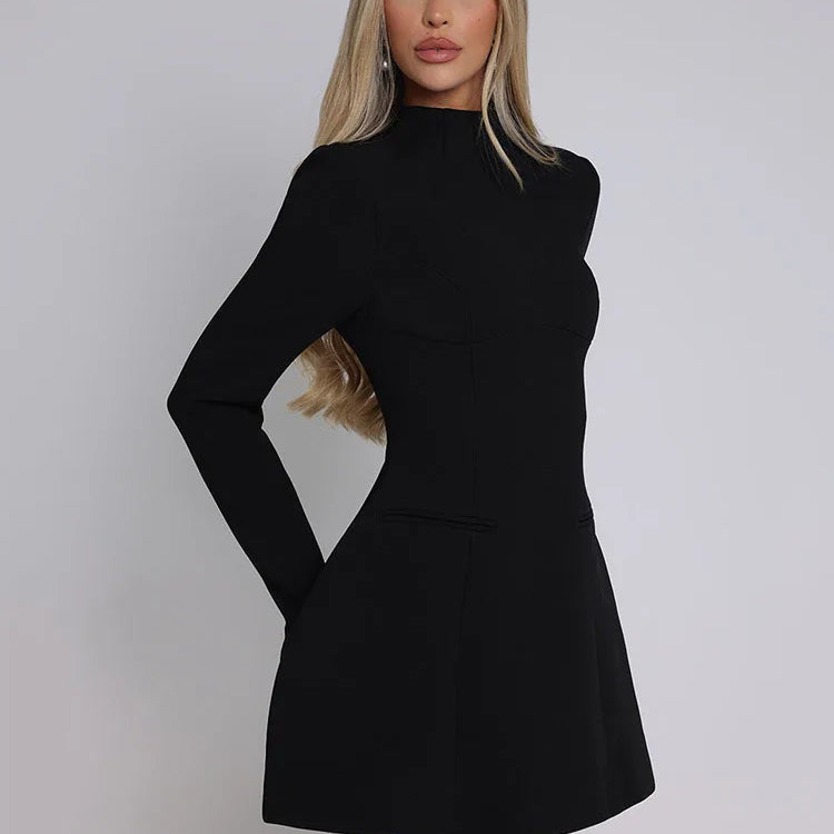 Articat Elegant Long Sleeved Bodycon Women Dress Sexy Slim Backless Mini Vestido Autumn And Winter New 2025 Party Evening Dress