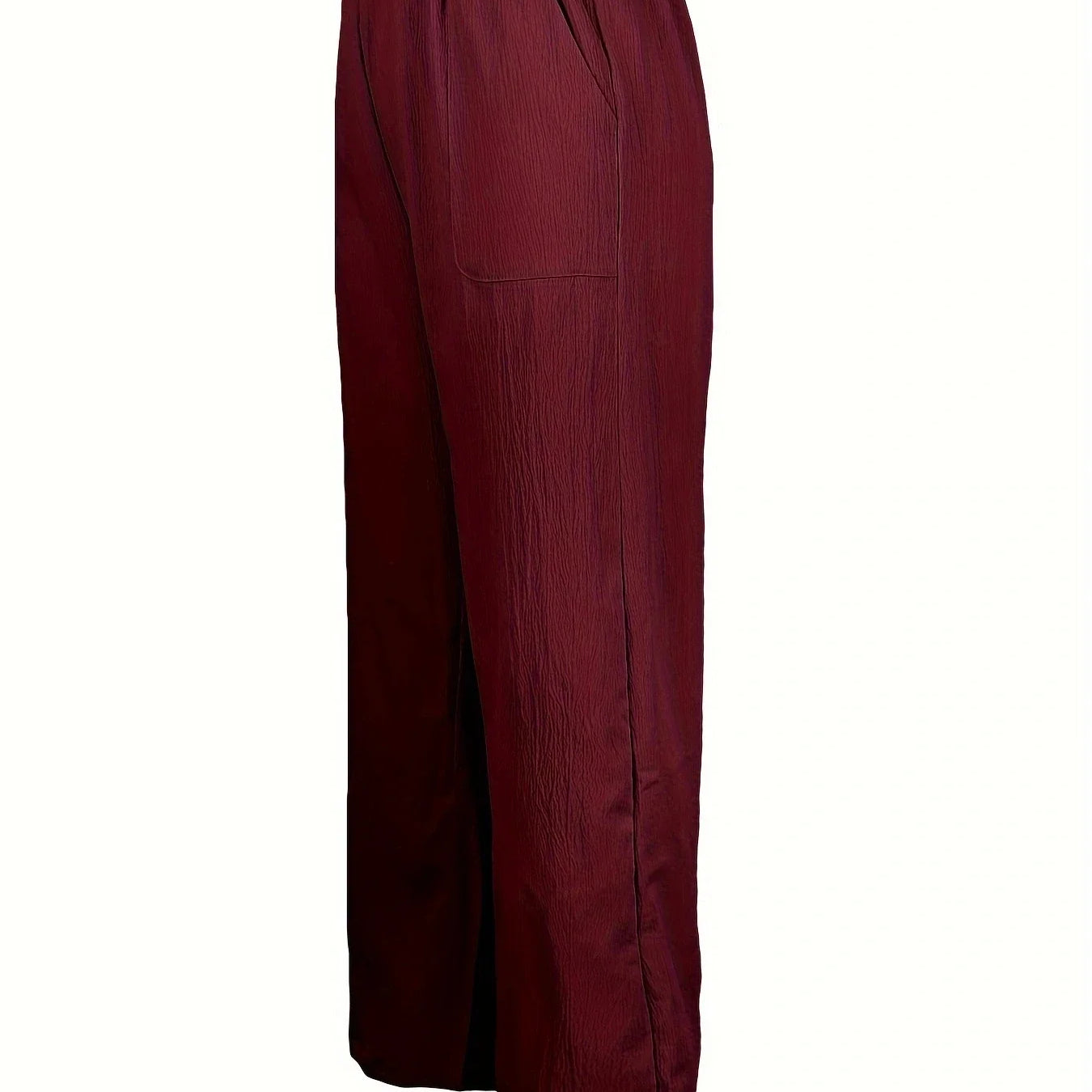 Women Fashion Elastic Waist Wide Leg Long Trousers Pockets Casual Solid Loose Female All Match Pants New