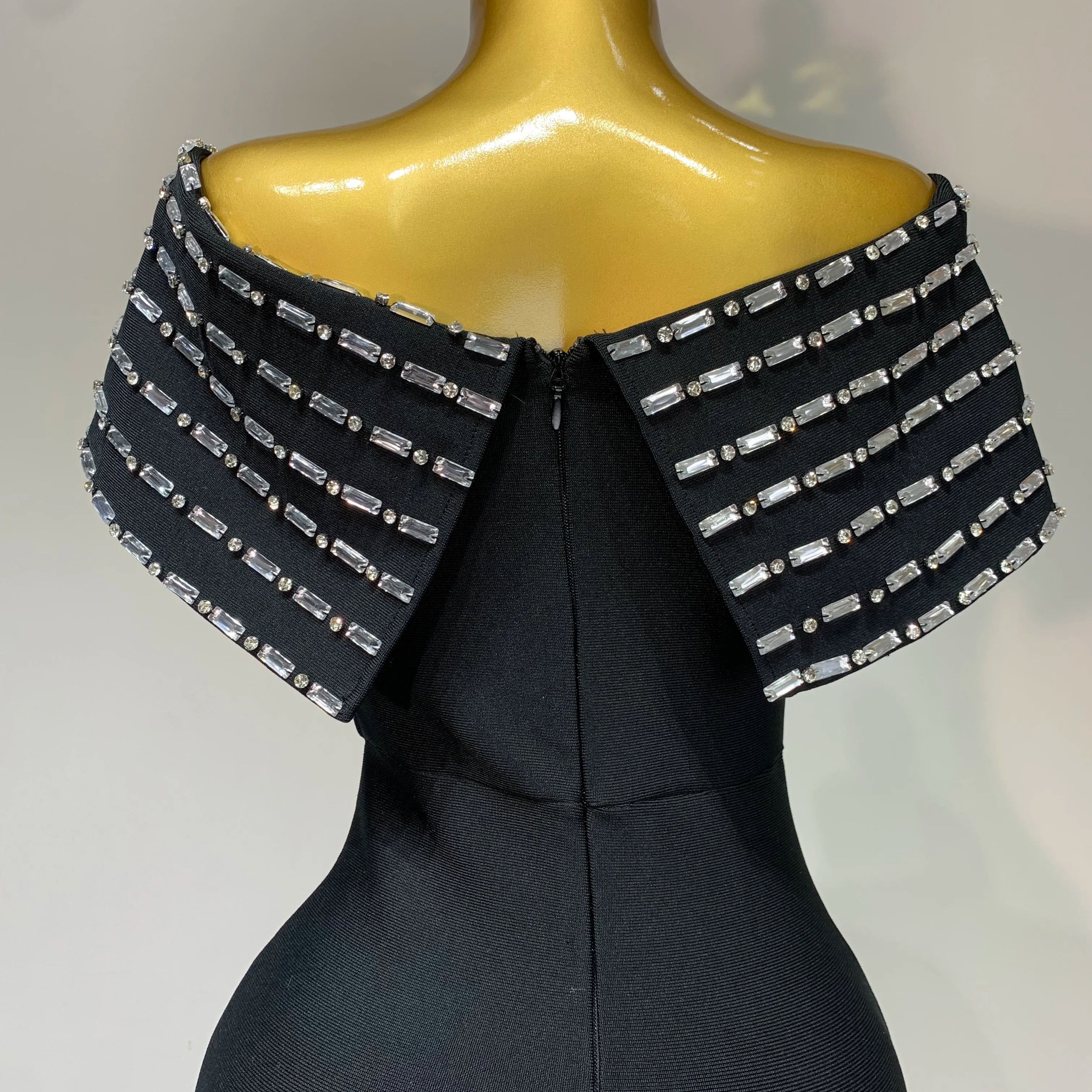 Fashion Sexy Strapless 2025 Black Off-shoulder Bodycon Bandade Dress Celebrity Cocktail Party Luxury Birthday Wedding Dresses