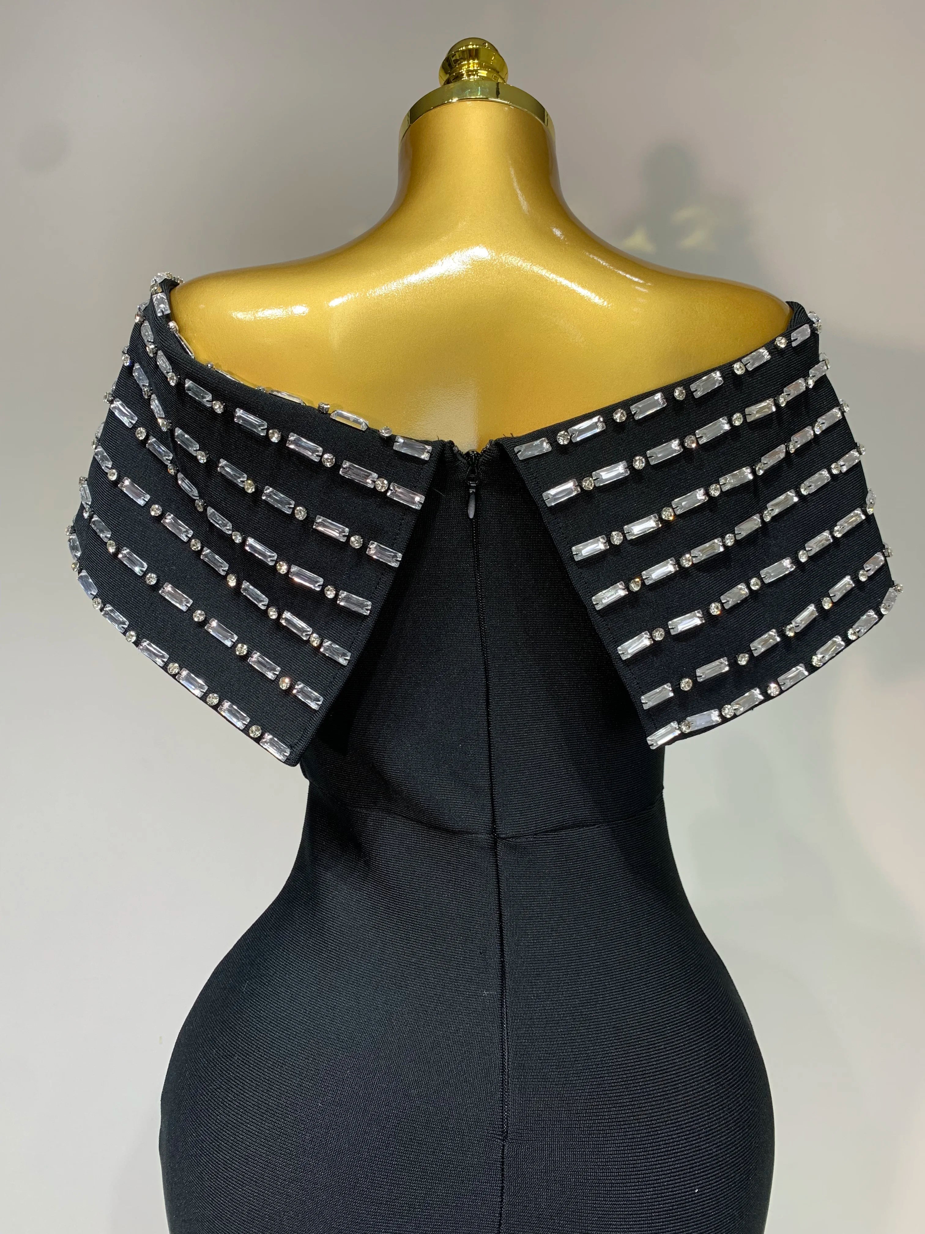 Fashion Sexy Strapless 2025 Black Off-shoulder Bodycon Bandade Dress Celebrity Cocktail Party Luxury Birthday Wedding Dresses