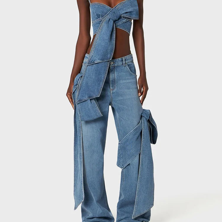 y2k spring and summer three-dimensional bow plunge sleeveless camisole Women's tube top2024korean fashion short crop top women