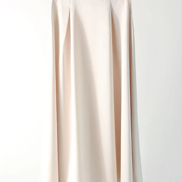 MiuKoMiYa Black A Line Long Skirts For Women Satin Summer Solid Silk Maxi Skirts Ladies Office Elegant Women Beige Skirt 2024 Beige One Size