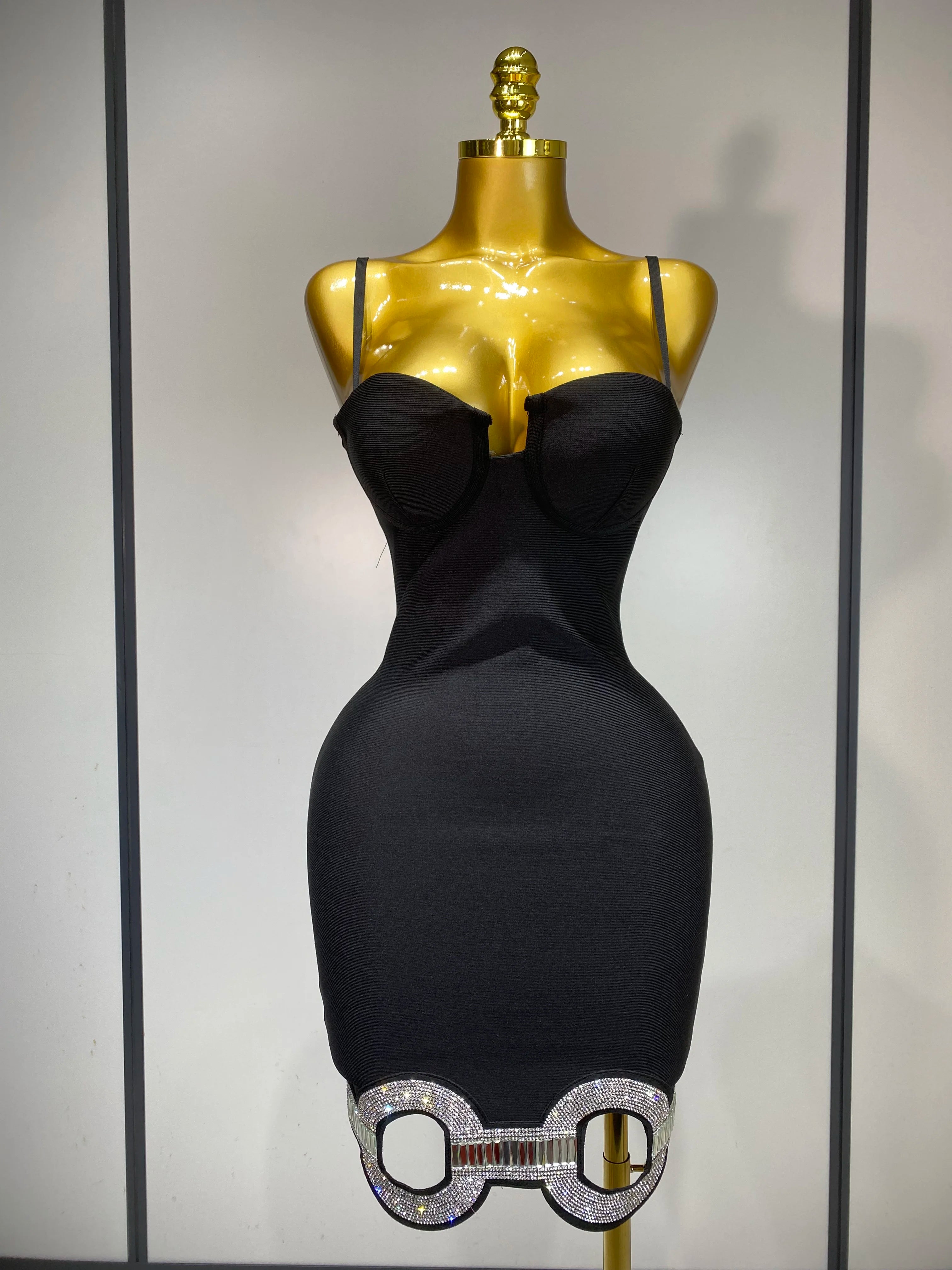 Women Fashion Sexy Backless Halter Black Midi Bodycon Bandage Dress 2025 Elegant Evening Club Luxury Birthday Party Dresses black