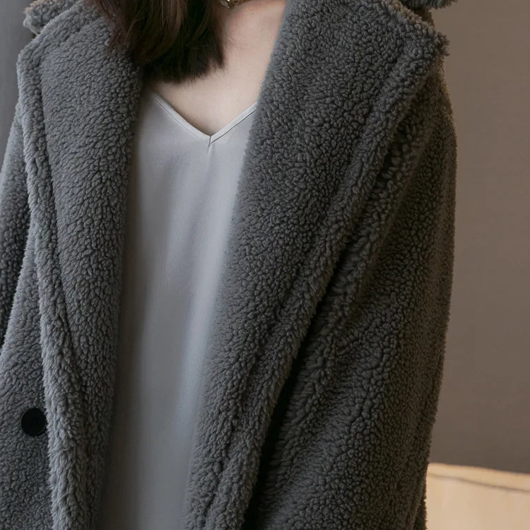 New Winter Coat Women Wool Sheep Shearing Faux Fur Warm Coat Women's Medium Long Large Grain Lamb Wool Thick Teddy Bear Outwear