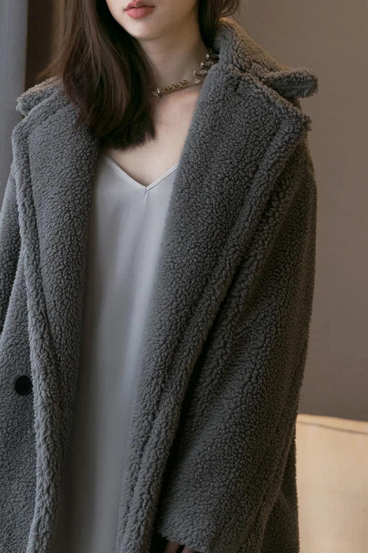 New Winter Coat Women Wool Sheep Shearing Faux Fur Warm Coat Women's Medium Long Large Grain Lamb Wool Thick Teddy Bear Outwear