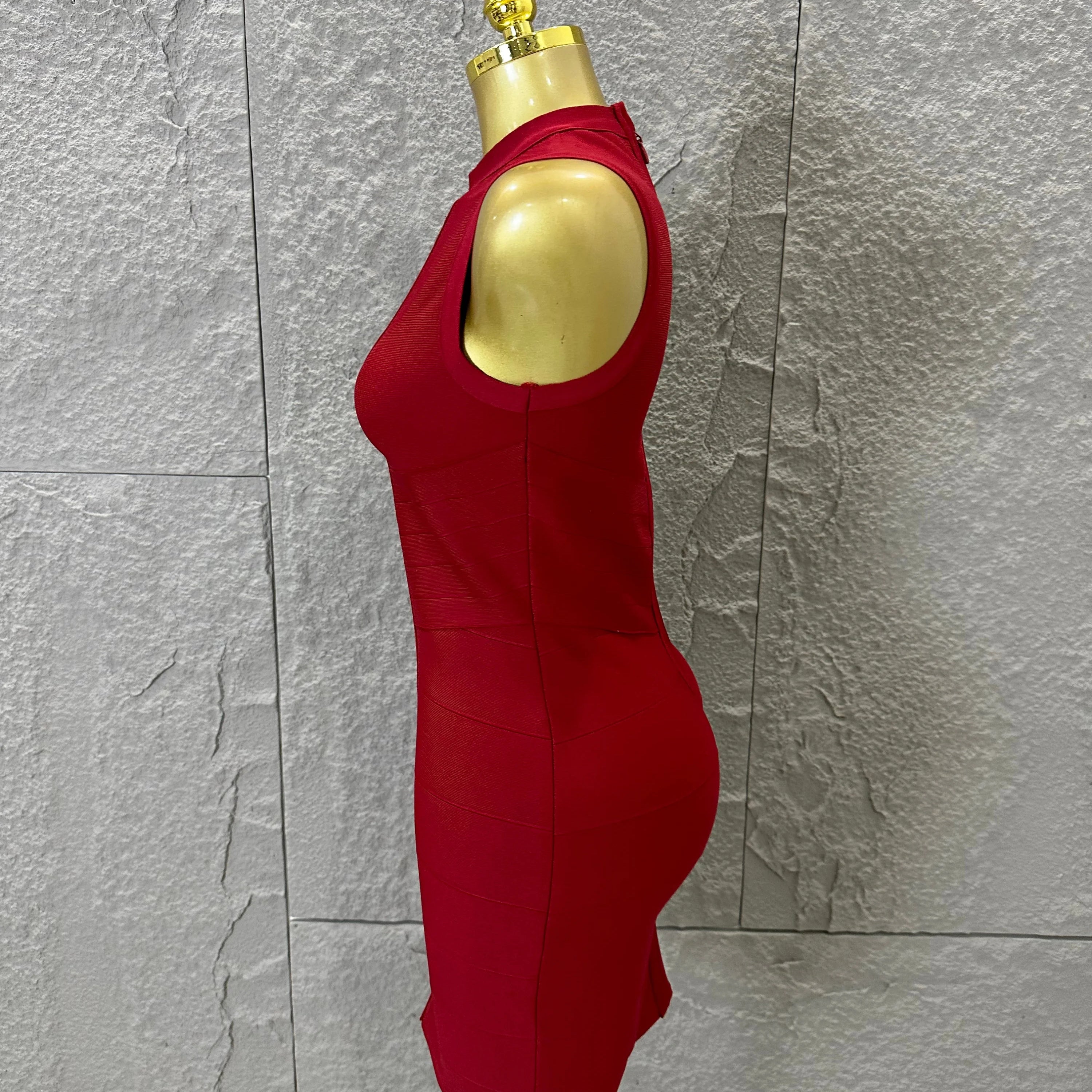 Sexy Sleeveless Keyhole Cutout Bandage Form-Fitting Outfit Evening Gala Party Fashion Celebrate Birthday Party Dress Vestido