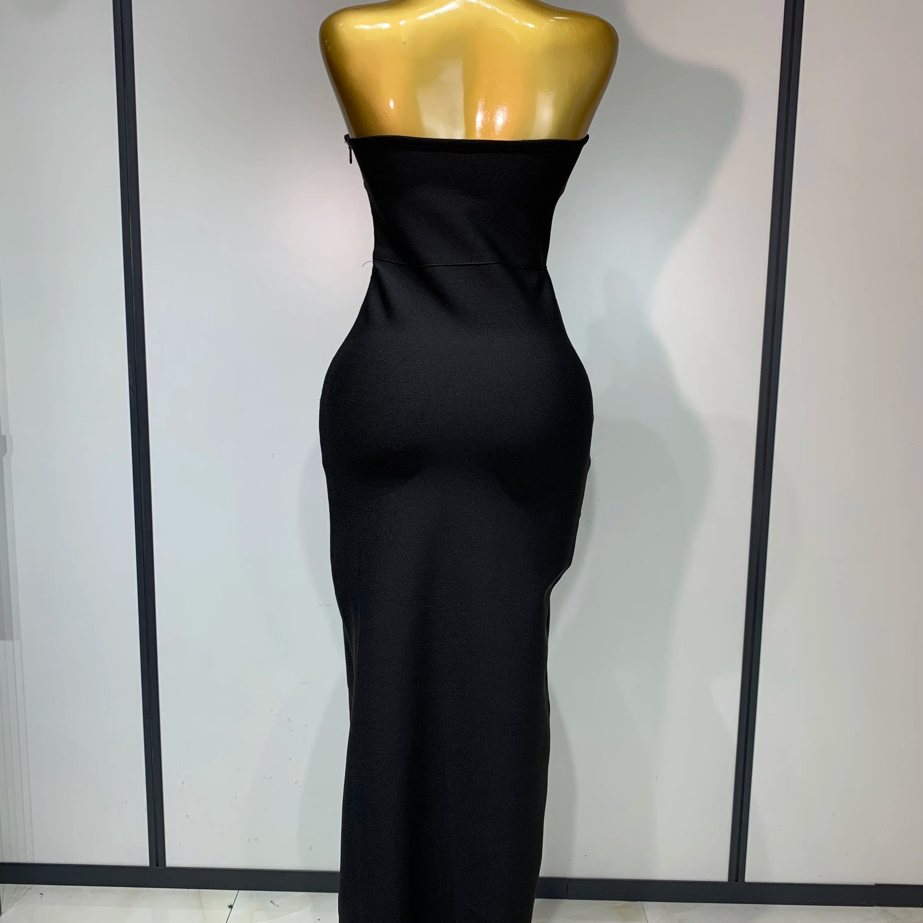 Luxury Birthday Celebrity Sexy Strapless Backless Maxi Long Bodycon Bandage Dress Women 2025 Elegant Evening Club Party Outfit