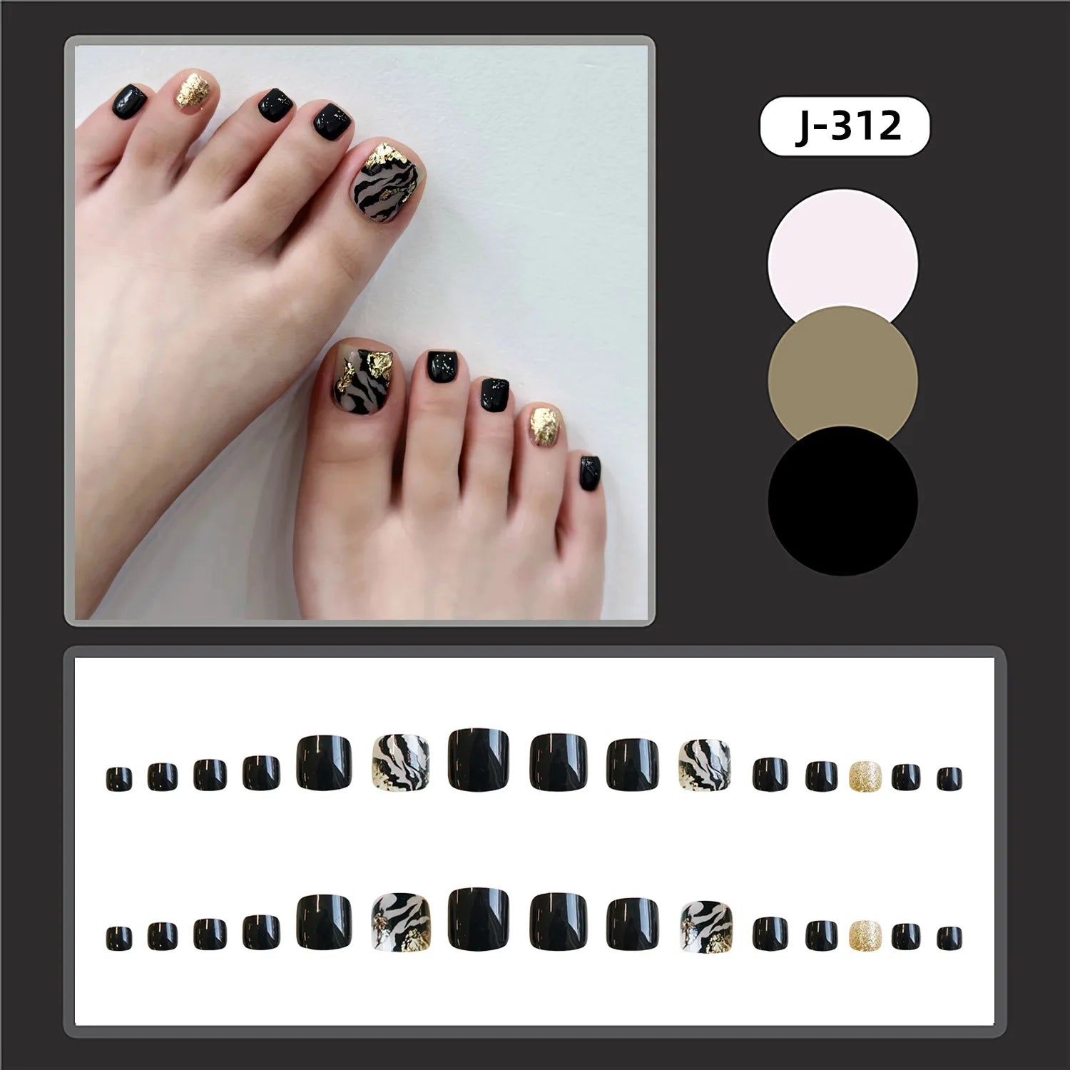 24pcs Flower Print Press on Toenails Summer Wearable False Toe Nails Wearable Spicy Girl Sweet Korean Style Fake Toenails 5