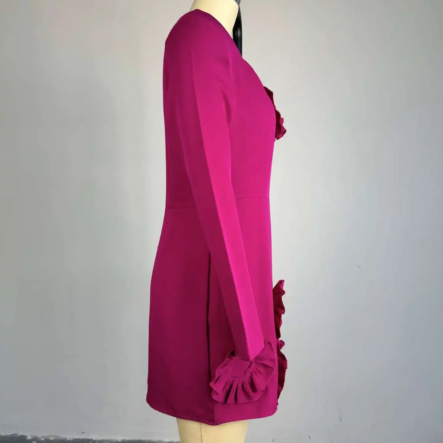 Women Strapless Mult 3D Flower Long Sleeve Bodycon Mini Dress Sexy Birthday Evening Night Party Club Vestidos Dresses