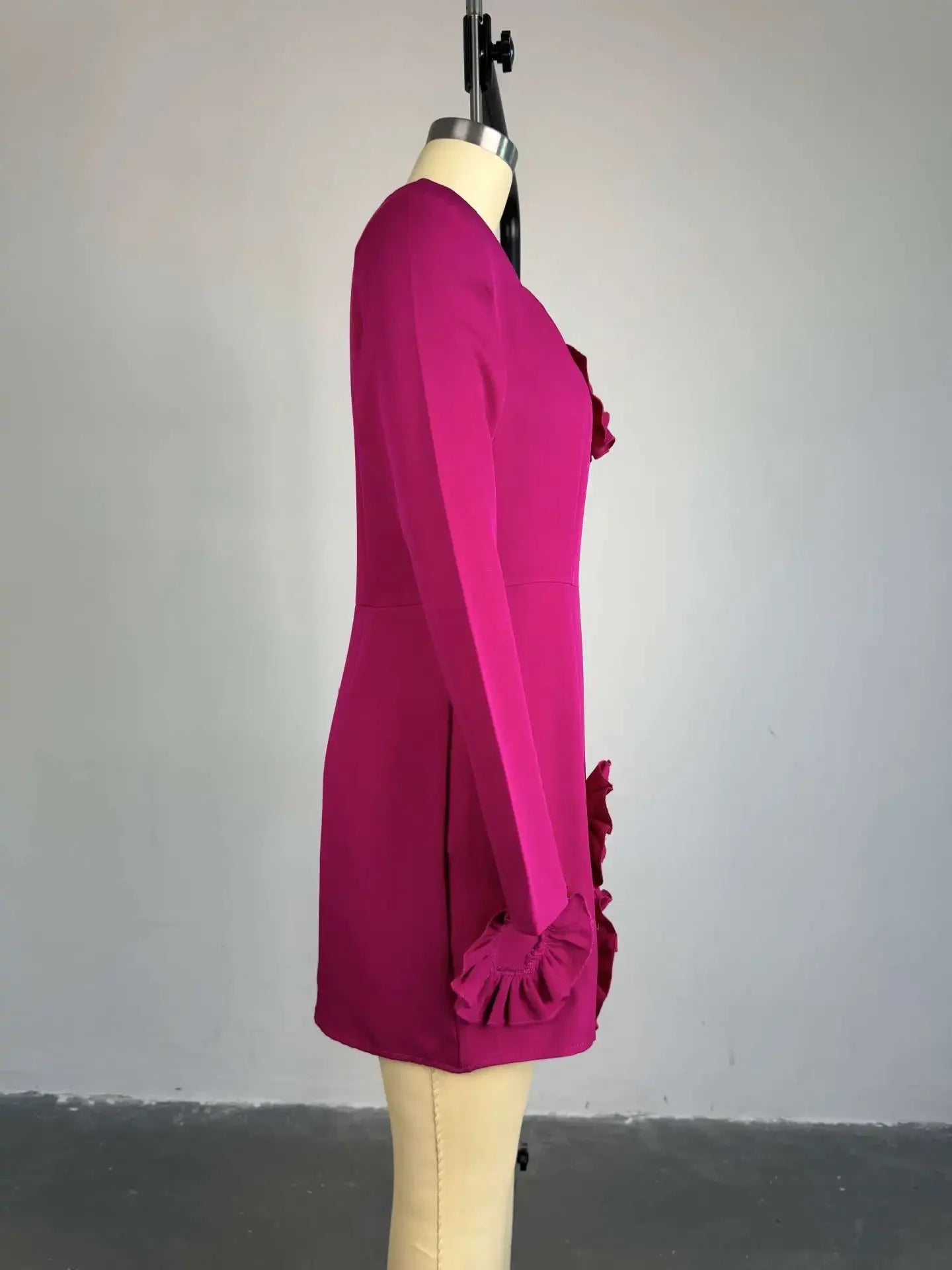 Women Strapless Mult 3D Flower Long Sleeve Bodycon Mini Dress Sexy Birthday Evening Night Party Club Vestidos Dresses