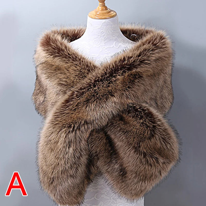 New Winter Women Fur Capes Champagne Wedding Faux Fur Bolero Stole Shawl Wraps Bridal Jacket Formal Evening Party Shrug A