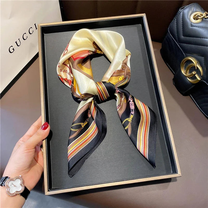 Square 100% Real Silk Scarf Women Bufanda Shawls Wraps for Lady Neckerchief Natural Foulard Femme Bandana Scarves Pashmina 2023 68x68cm