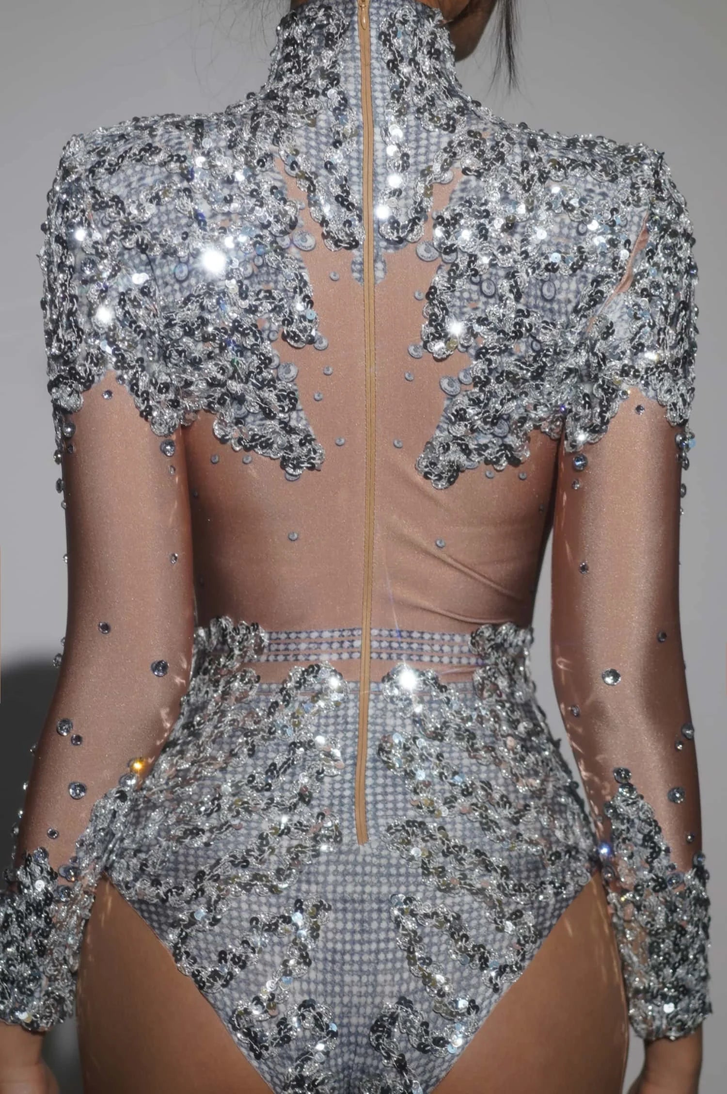 Sparkly Crystals Sequins Women Bodysuit Nightclub Stage Performance Outfit Carnival Party Showgirl Sexy Fancy Bodysuit Yiniang