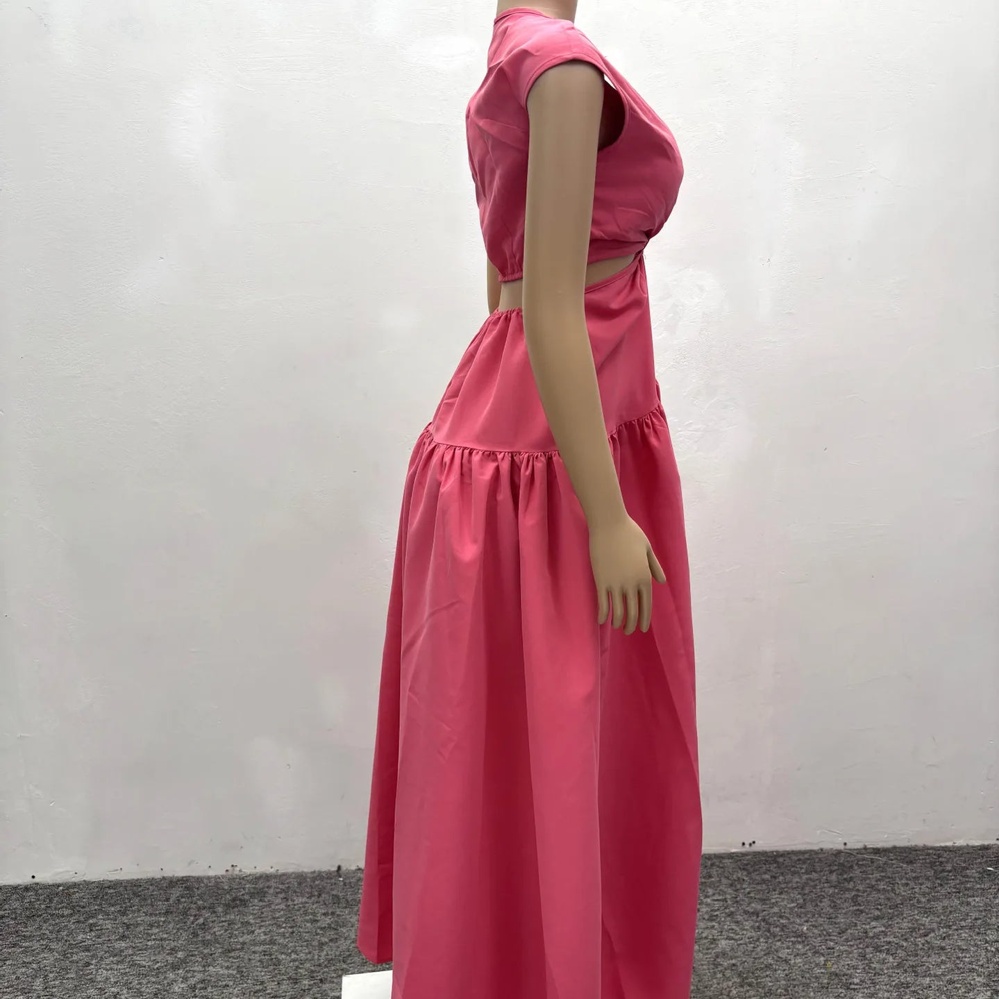 CM.YAYA Women Short Sleeve Tie Up Open Waist Deep V-neck Maxi Long Dress 2025 Summer Sexy Club Party Even Beach Vestidos Dresses