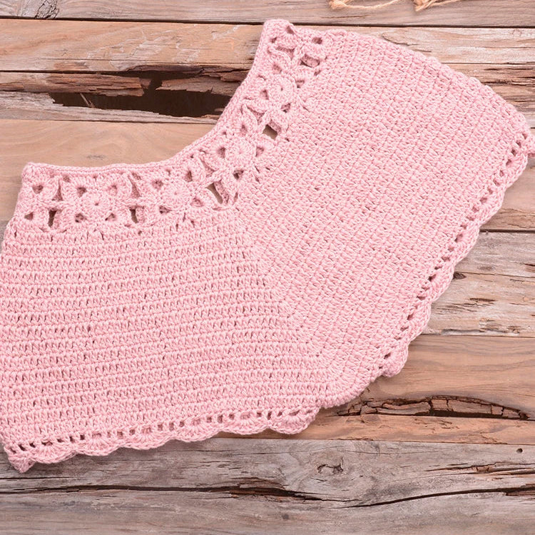 Bikini 2022 knitting Swimsuit Crochet Bikini Bohemia Style Off Shoulder High Neck Bathing Beach Bikinis Handmade Crochet Bikini Pink Bottom