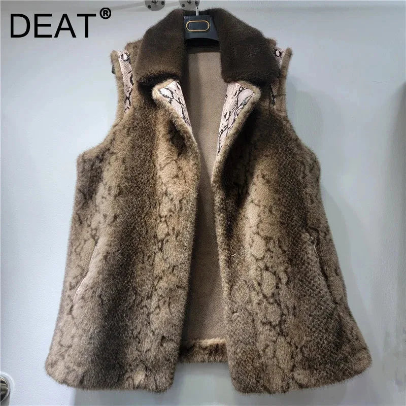 Winter New Fashion High-End Leopard Print Plush Vest For Women Loose Versatile Outerwear Waistcoat Female 11A07793