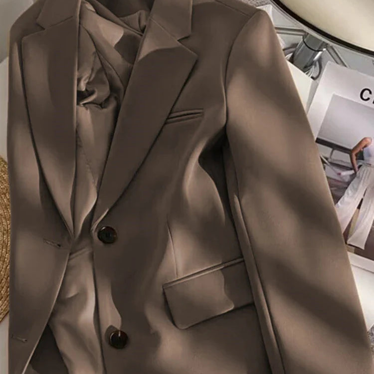 Women Jackets Pink Small Suit Women's Coat Casual Small Loose Korean Version Small Suit Women's Design Sense Blazer Women Coffee