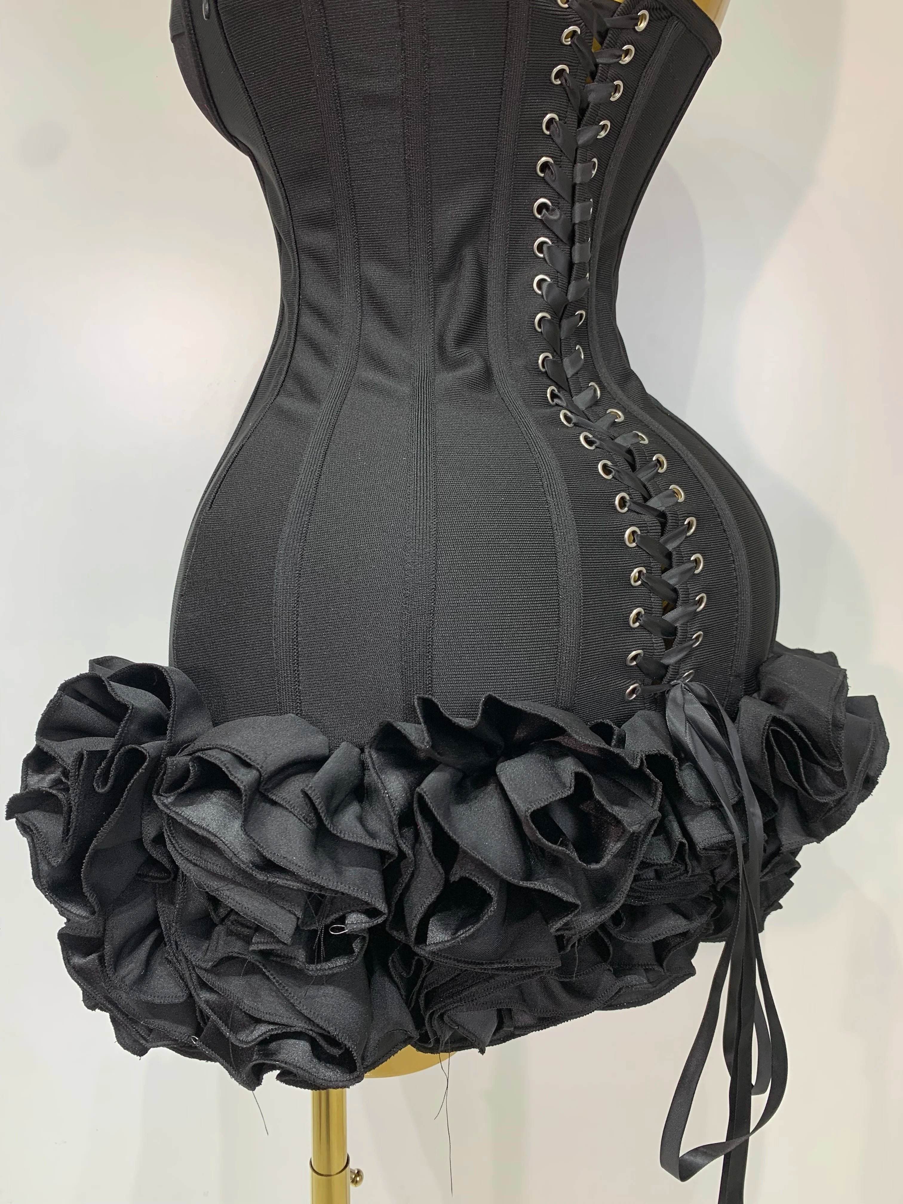 Women Evening Bandage Dress Strapless Bodycon Flowers Mini Celebrity Sexy Birthday Party Dresses Photo Shoot Nightclub Outfit