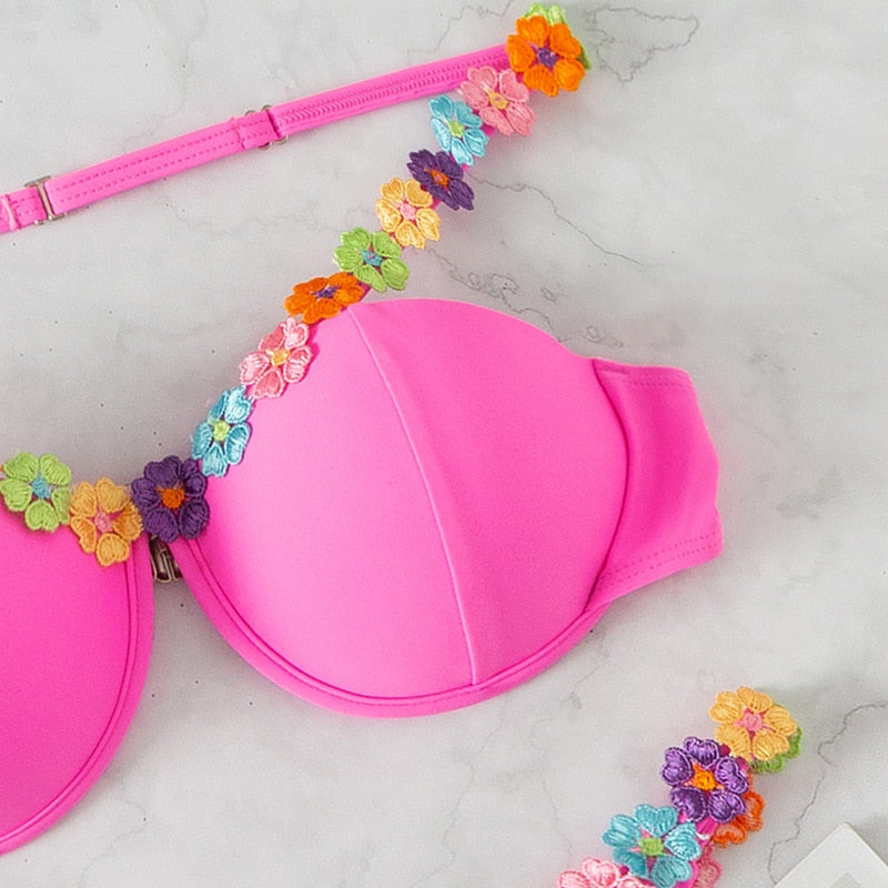 Summer Sexy Bikinis Swimwear Women Push Up - Swimsuit Two Piece Set Women Underwire Bra Bather Bathing Suit Brazilian