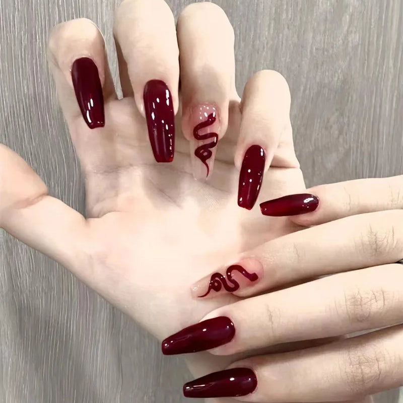 24pcs Gradient Fake Nails French Ballerina Nail Waterproof Faux Medium Coffin false nails Fingernails Press on Nails Tips CC1